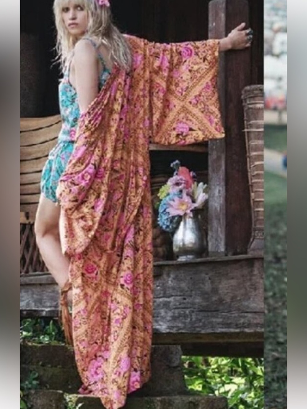 Spell Babushka Amber robe with belt  OS preowned